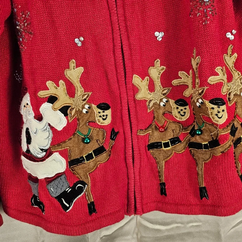 Vintage‎ Carly St Claire 2004 Christmas Collection Full Zip Cardigan Sweater XL